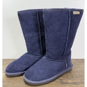 Bearpaw Emma Tall Women's 9 Navy Suede Sheepskin Wool Winter Boots